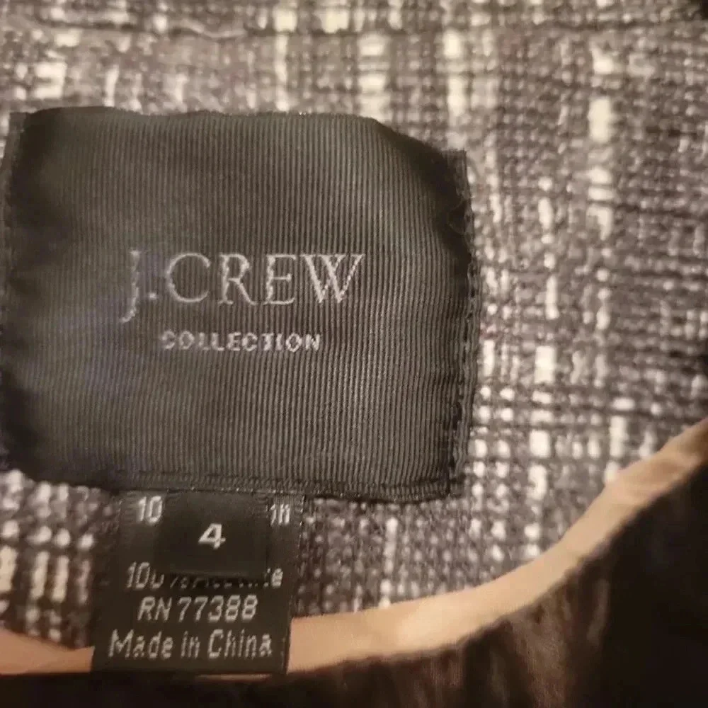 J. Crew Collection Grey Contessa Embellished Collar Tweed Blazer Jacket Size 4
